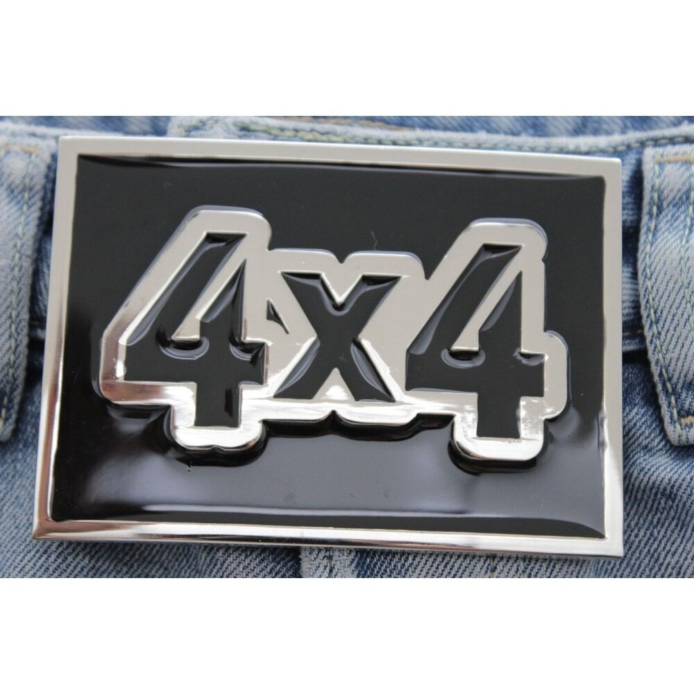Men Women Belt Buckle Silver Black Metal Hip Hop 4X4 Four By Four Large Size